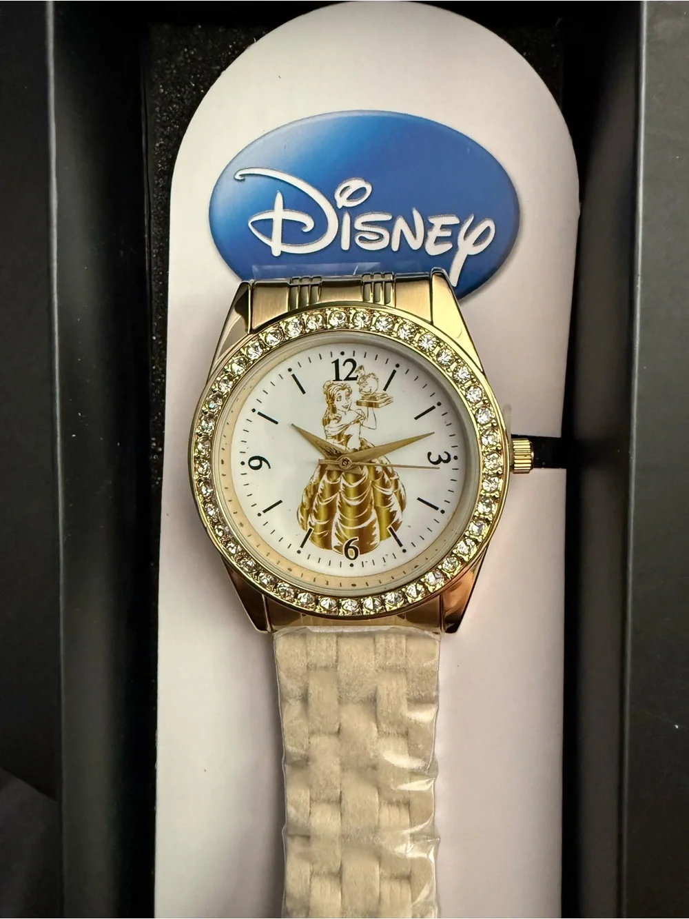 Disney Beauty and The Beast Gold-Tone Crystal Bezel Watch